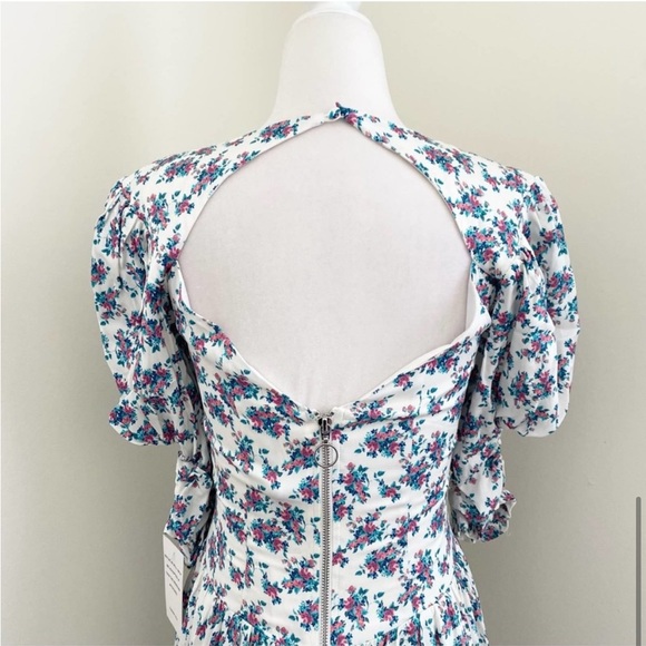 NWOT For Love and Lemons Taggart Mini Dress Puff Sleeve Open Back - Picture 13 of 14